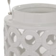 thumbnail image 5 of DecMode White Ceramic Circles Decorative Candle Lantern with Cut Out Design, 5 of 8