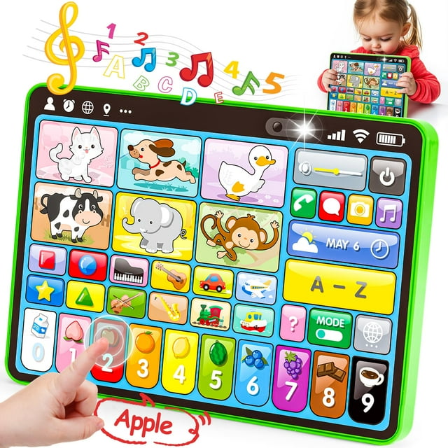 Tableta de aprendizaje hahaland para niños pequeños de 1 a 3 años con música y luces