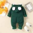 thumbnail image 2 of Bellafa Newborn Baby Boy Clothes Solid Long Sleeve Zipper Hooded Romper Jumpsuit with Pocket Fall Winter One Piece Outfits, 2 of 6
