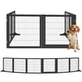 thumbnail image 1 of PawHut Wooden Freestanding Pet Gate w/ 6 Panels, 2 Support Feet, Black, 1 of 10