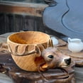 thumbnail image 2 of Hand Carved Wooden Mug ,Animals Head Image Cup, Large-Capacity Rubber Wooden Water Coffee Cup Water Cup Custom Wooden Cup, Outdoor Camping ( Color : Fawn ), 2 of 15