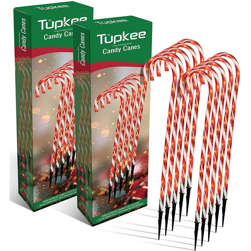 Tupkee PreLit Candy Cane Decorations Pathway Christmas Lights, 26