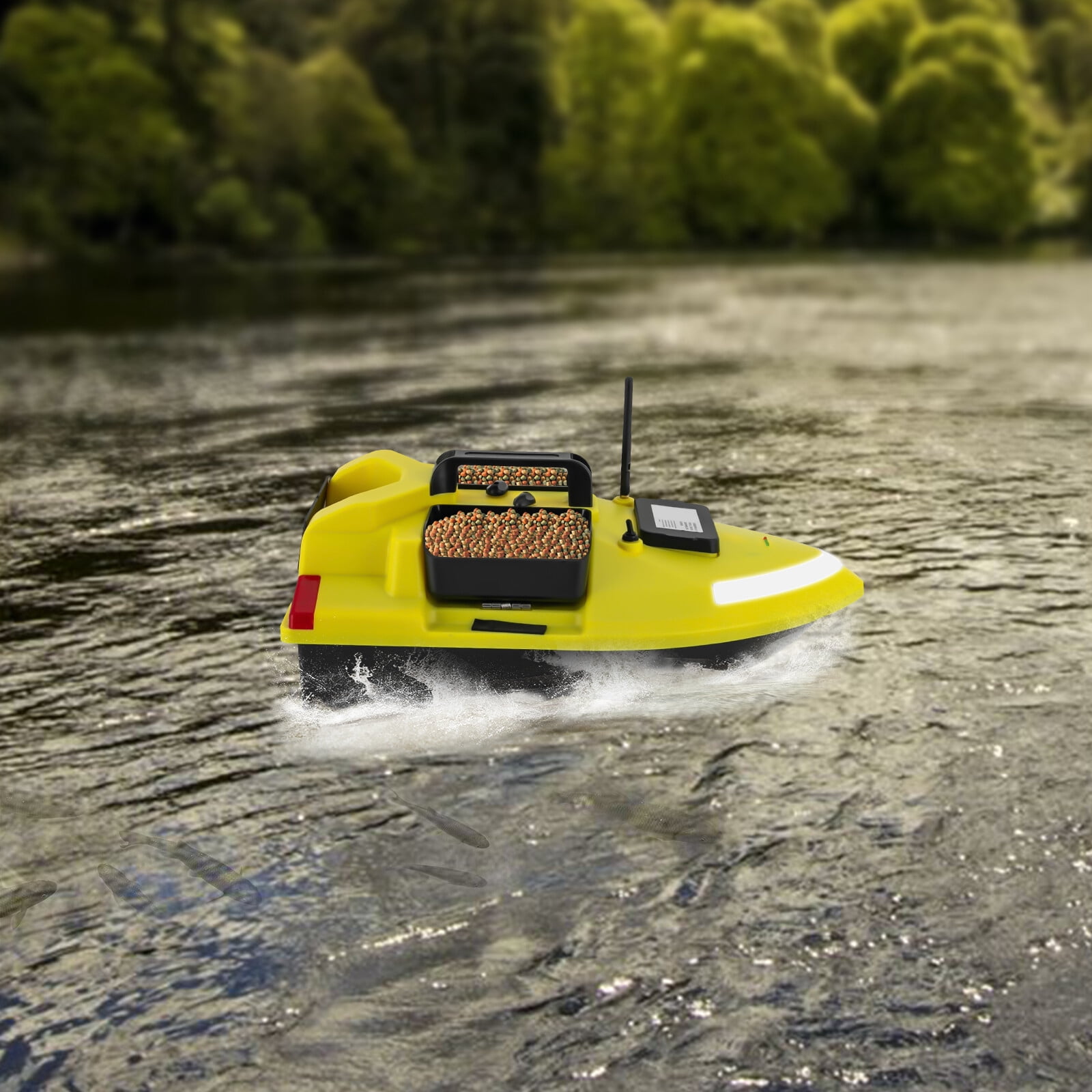 Fishing Bait Boat with GPS & BeiDou Positioning, 1640FT Long Range, 12000mAh Battery 4H Runtime, Dual Motors Cruise Control, Auto Return, 4.4LB Capacity RC Boat for Pond Lake