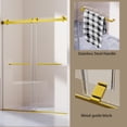 thumbnail image 5 of 68-72" W x 76" H Frameless Sliding Shower Door, Frameless Double Sliding with 3/8" (10mm) SGCC Tempered Glass, 2 Stainless Steel Handle, Reversible Installation, Brushed Gold, 5 of 7