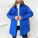 thumbnail image 1 of Chaqueta de algodón con solapa larga, suelta, cálida, con rejilla de diamantes, chaqueta de algodón gruesa versátil para mujer, 1 of 5