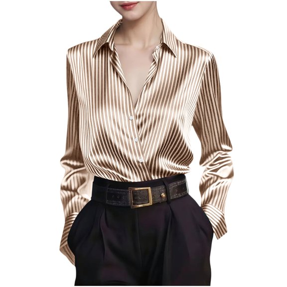 Sexlip Womens Casual Long Sleeve Button Down Shirts Solid Blouse Scarf Detail Soft Comfortable Fashionable Tops for Daily Wear Parties Work Outfits Yellow M