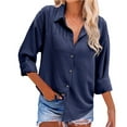 thumbnail image 2 of Tops for Women Long Sleeve Pullover V Neck Button Casual Shirts Top, 2 of 3