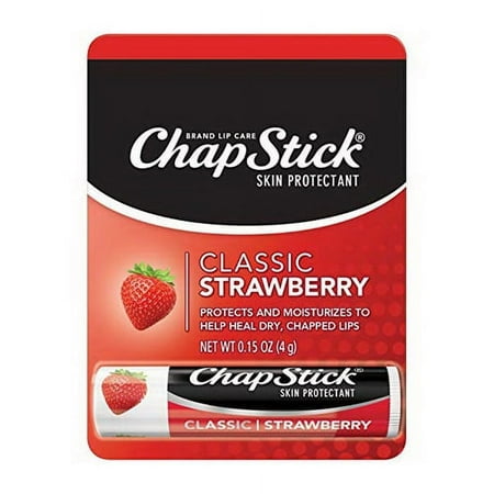 Chapstick Classic Lip Balm, Classic Strawberry, 0.15 oz (2 pack)
