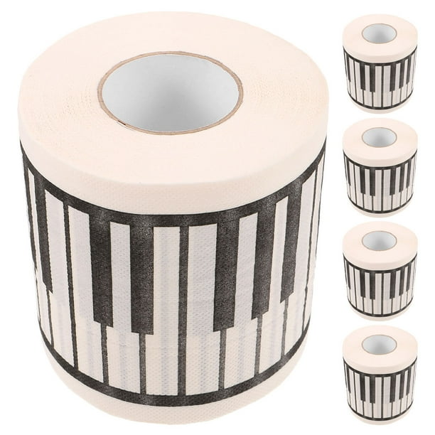 5 rollos de papel higiénico con estampado de teclado de piano, rollo de papel para banquetes, servilleta decorativa de piano