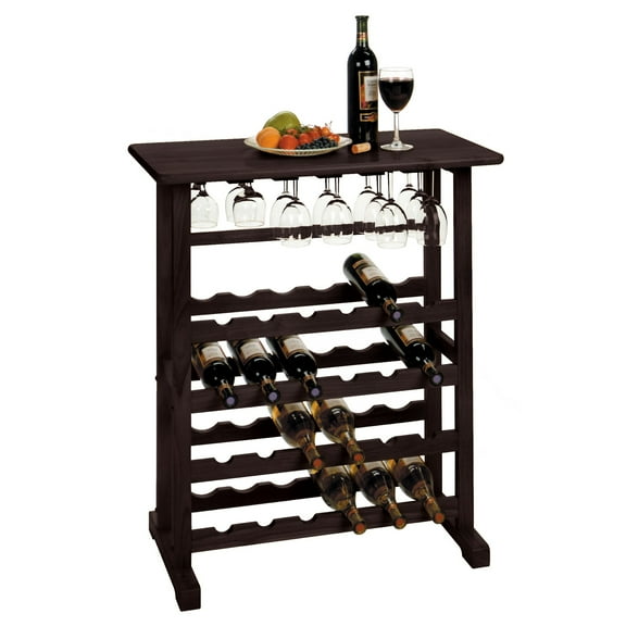 Contemporary Home Living 35.5” Espresso Dark Brown Vinny Wine Rack