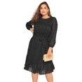 thumbnail image 2 of Vestido de fiesta elegante de manga larga para mujer, vestido de noche Formal negro con cintura anudada, Midi escalonado, talla grande, 6XL, 7XL, 2 of 7