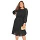 thumbnail image 2 of Vestido de fiesta elegante de manga larga para mujer, vestido de noche Formal negro con cintura anudada, Midi escalonado, talla grande, 6XL, 7XL, 2 of 7