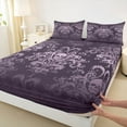 thumbnail image 3 of jejeloiu Gothic Damask Floral Twin Sheet Set (3-Piece) Skull Purple Boho Exotic Ultra Soft Decor, 3 of 7