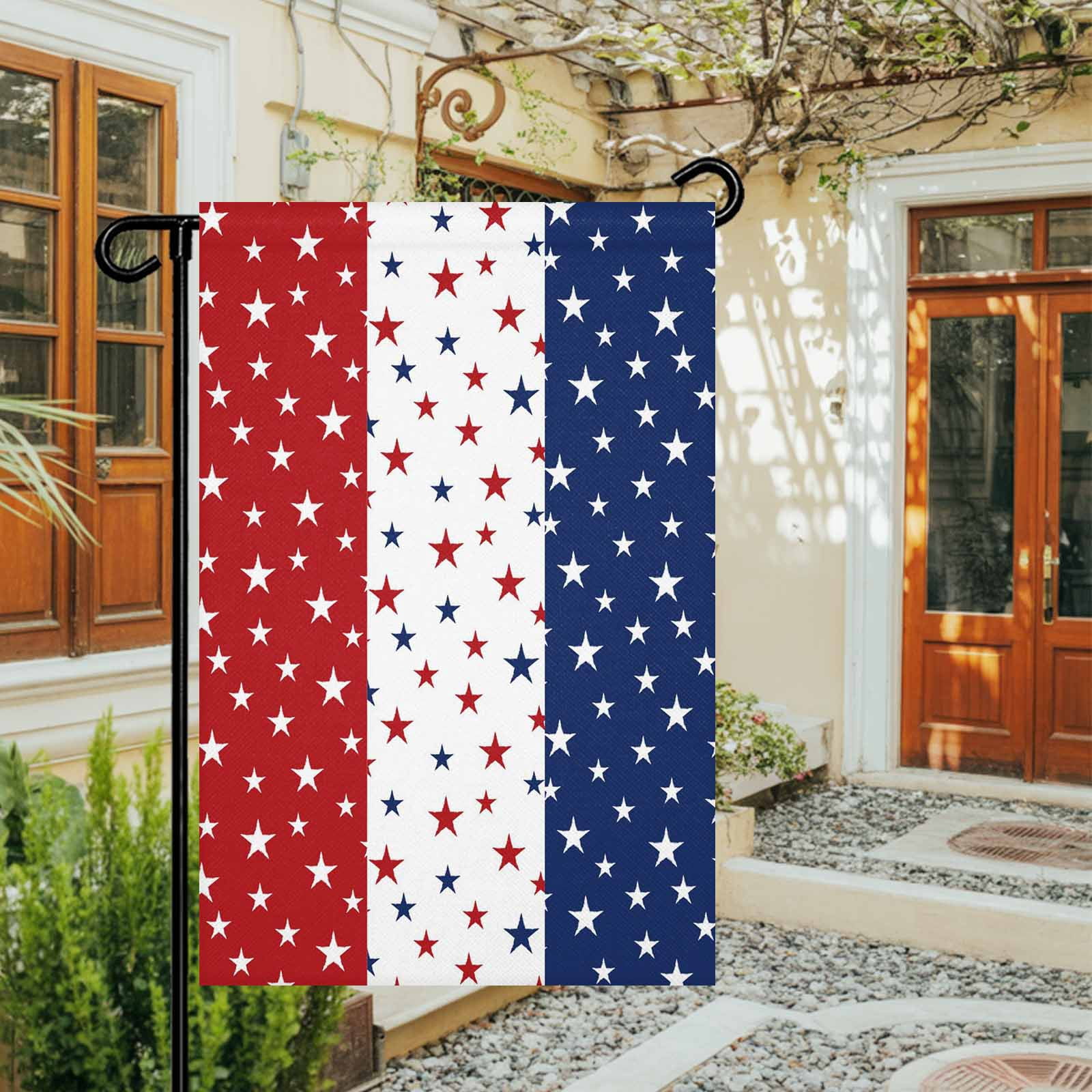 4th of July Garden Flags Patriotic Stars USA Flag Garden Flag Double Sided Welcome Flag Red White and Blue Stripes Independence Day Yard Flags for Outdoor Lawn Porch Memorial Day Decor 28x40 Inch