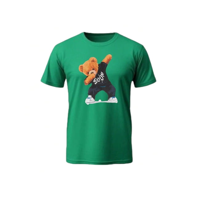 Playera Con Impresion De Oso Boom Fashion Ropa Para Hombre Color Verde Talla Grande Marca Emil SaEs