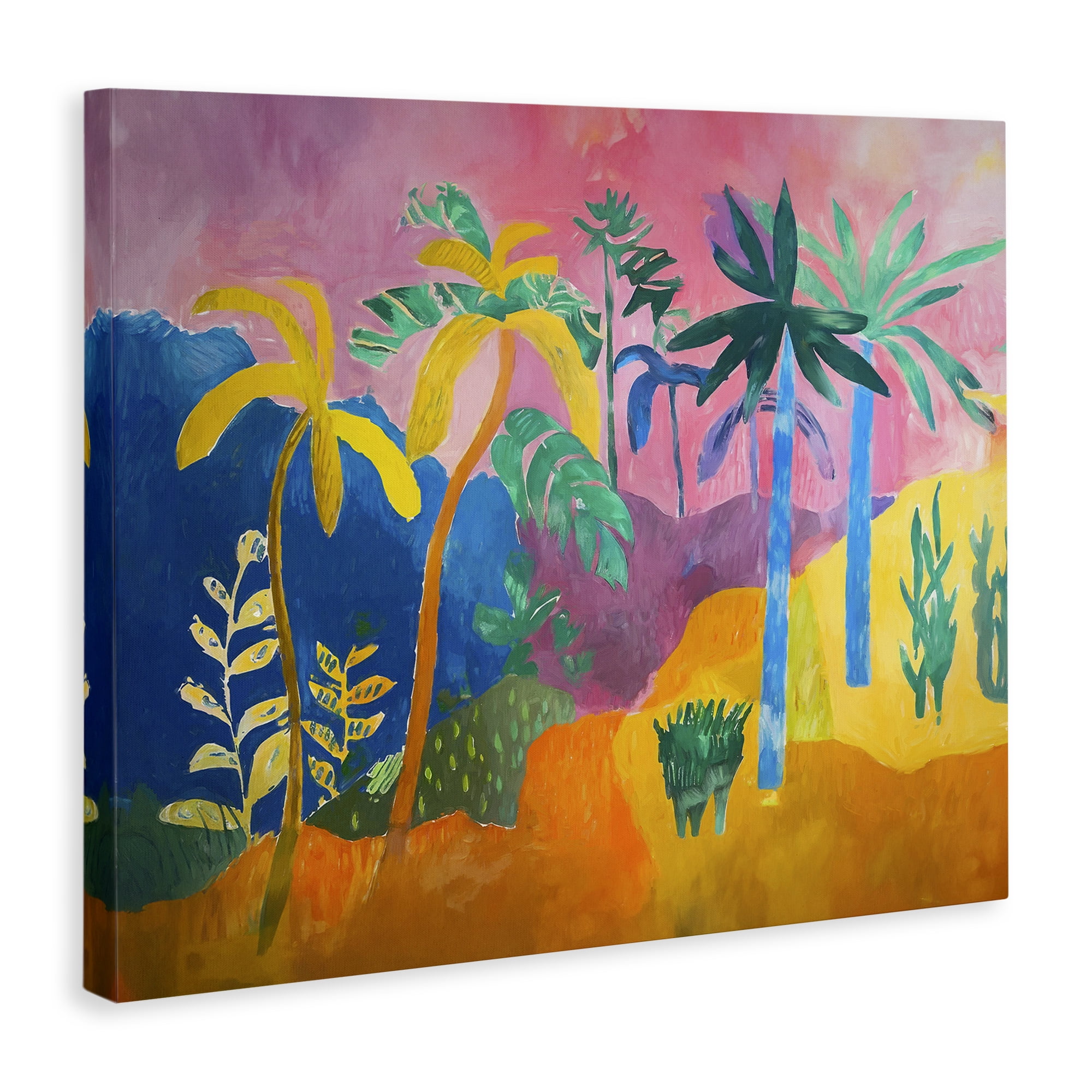 Stupell Industries Vivid Tropical Palms Coastal Painting Gallery Wrapped Canvas Art Print Wall Art, 20 x 16