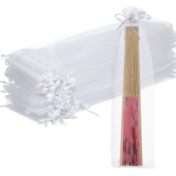Amosfun 50Pcs White Organza Lightweight Present Pouches Ideal for Candy Wedding and Party Favors