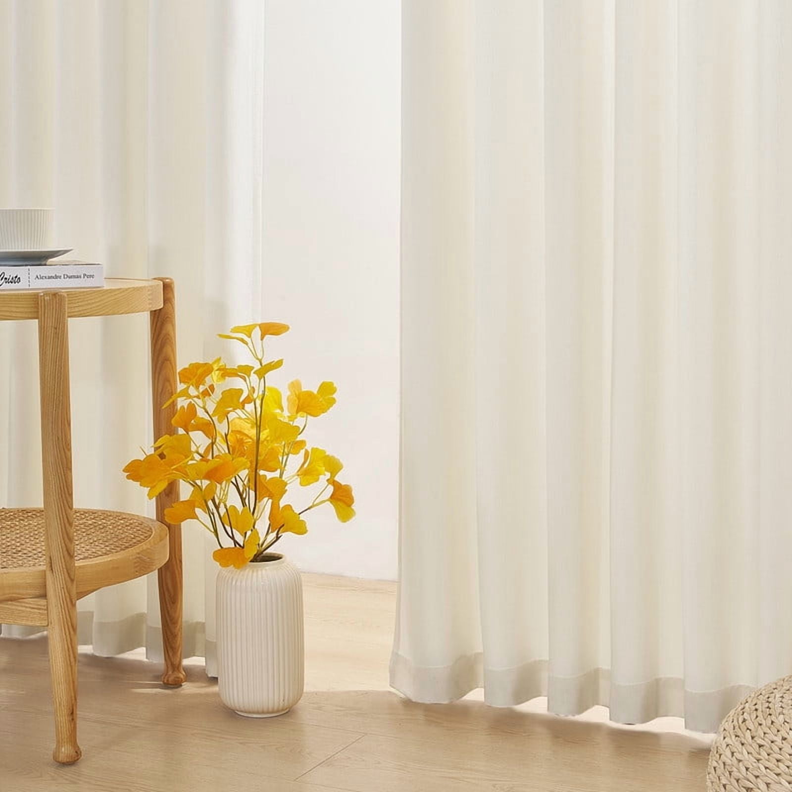 Topfinel Light Filtering Curtains Natural Pinch Pleated Drapes Back Tab Pinch Pleat Hooks Rings Window Treatments for Living Room Bedroom, Offwhite, 40x84 inch, 2 Panels