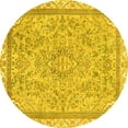 thumbnail image 1 of Ahgly Company Indoor Round Abstract Yellow Modern Area Rugs, 4' Round, 1 of 4