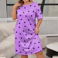 thumbnail image 1 of Chemises de Nuit pour Femmes Grande Taille Robe de Nuit Décontractée pour Femmes Grande Taille Imprimé Cœur Manches Courtes Col Rond Extensibilité Moyenne Nuisette Ample TTG, 1 of 5