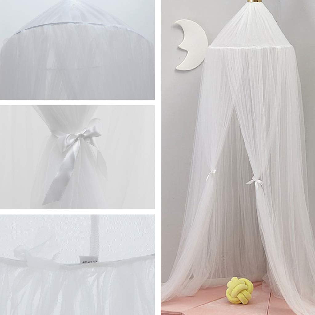 CAILDANL Bed Canopy for Girls - Princess Bed Canopy Mosquito Net Nursery Play Room Decor Dome Premium Yarn Netting Curtains Baby Game Dream Castle, Pink