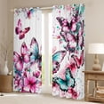 thumbnail image 2 of Feelyou Blue Pink Butterfly Curtains Pack of 2 (42x84 Each), Art Watercolor Floral Curtains Blackout, Dreamy Cartoon Animal Bedroom Curtains, Living Room Curtains Decor, 2 of 6