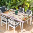 thumbnail image 2 of Happy Easter Table Cloths for 6 Foot Rectangle Tables, Bunny Eggs Spring Mushrooms Plants Rustic Purple Patio Waterproof Elastic Fitted Tablecloths, Washable Rectangular Table Cover for Camping, 2 of 8