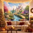 thumbnail image 3 of Fairy Tale Castle with Swans and Rainbow in a Garden, Serene Fantasy for Nature Lovers, Fantasy Wall Art, Housewarming Gift, Tapestry Wall Hanging for Bedroom, Living Room and Dorm, 3 of 7