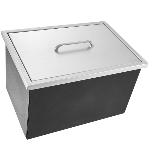 Commercial Stainless Steel Ice Bin, 40QT Ice Chest with Cover & Drain Pipe, 20"L x14"W x12"H for Cold Beer, Wine, Outdoor Bar & Kitchen
