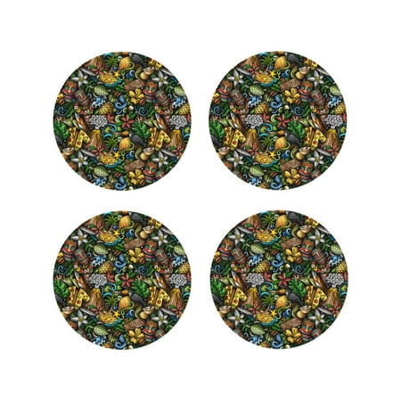 

Tideii Hawaiian Culture Symbols for Leather Coasters 4 Pieces Anti-fouling and Anti-scalding Decorative Coasters Suitable for Restaurants Kitchens Coffee Shops-Round Shape