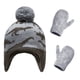 thumbnail image 1 of Minnieouse Gorro Conjunto de guantes Diseño de orejeras Gorros de punto para niños con patrones de dinosaurios Dibujos animados Accesorios de invierno Sombreros Verde Gris S 1-2 ans Minnieouse AP009413-10B, 1 of 6