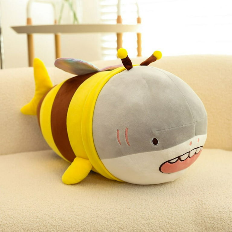 Cute Yellow Bee Shark Plush Toy - Lifelike Stuffed Animal for Kids