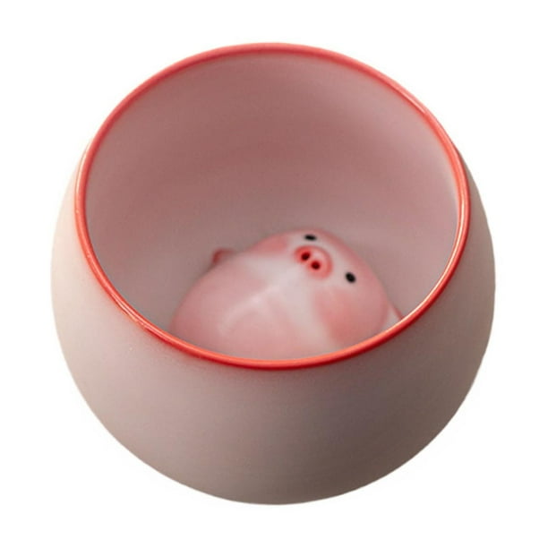 Taza de té de cerámica con forma de cerdito, adorno coleccionable, portátil, con mascota de té Kung Fu 170 ml