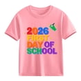 thumbnail image 4 of Kids Back To School T Shirt Crew Neck Short Sleeve Stylish Print Pullover Tops Casual Loose Summer Outfits (4 Years, Pink), 4 of 9