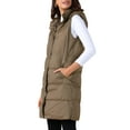 thumbnail image 4 of Women's Sleeveless Vest Casual Long Puffer Hooded Down Jacket 2XL Coffee, 4 of 6