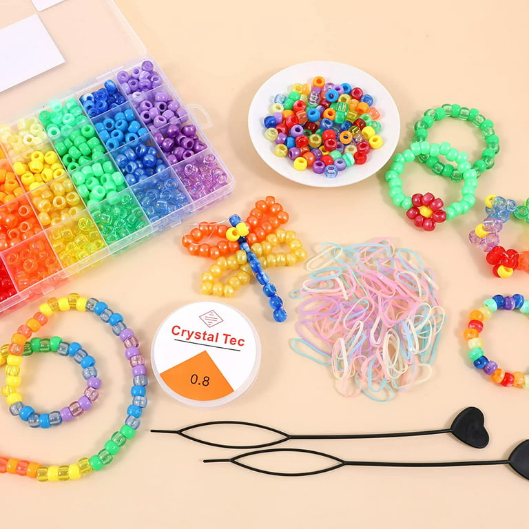 Pony Beads Bracelet Making Kit, Rainbow Kandi Beads for Jewelry