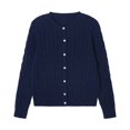 thumbnail image 4 of YDFCWXW Long Sleeve Lightweight Cardigan Sweater for Women Button Up Soft Knit Casual Cropped Sweater Bolero Shrug 2025 Fall Navy, L, 4 of 4