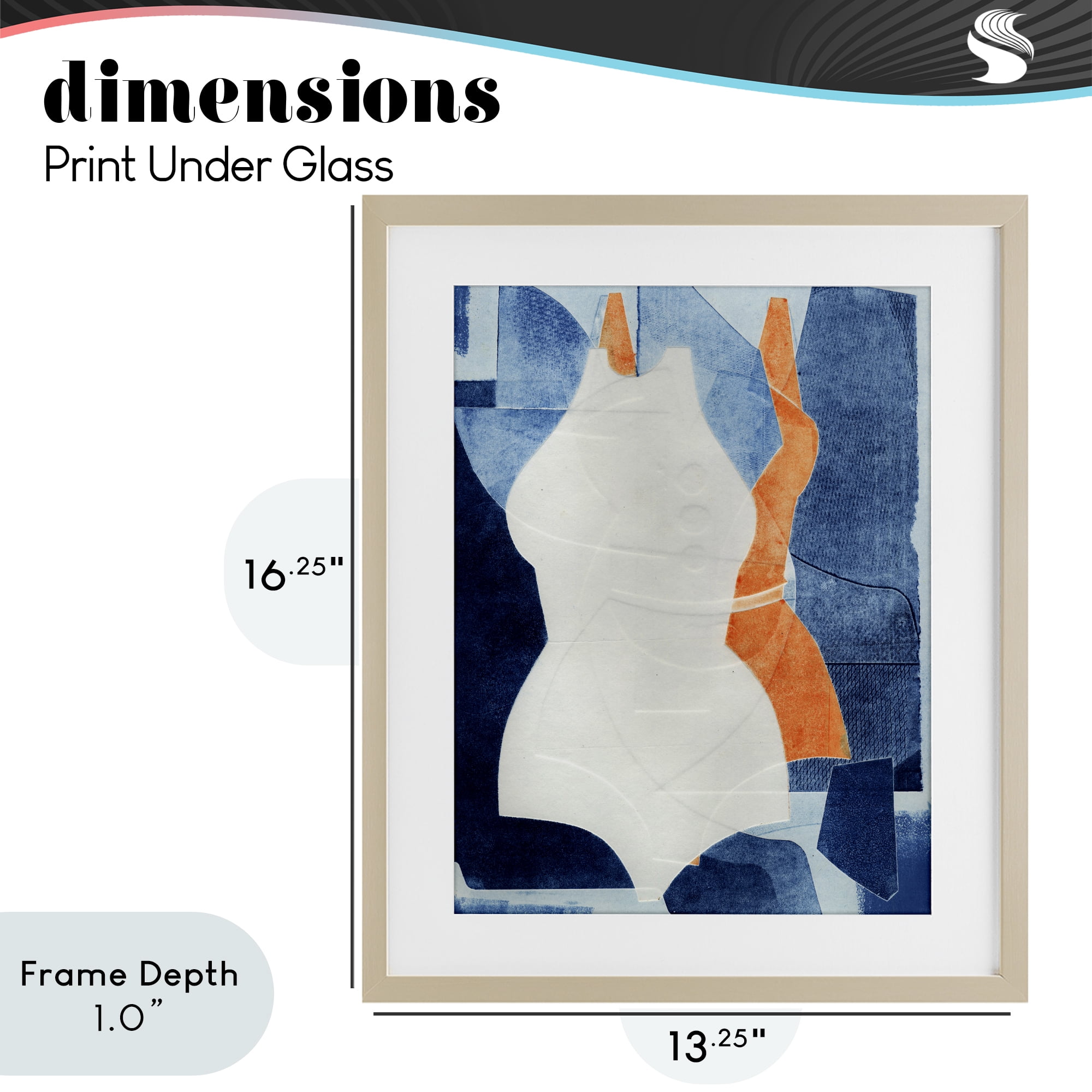 Stupell Industries Abstract Fashion Shapes Blue Birch Framed Print Under Glass, design by Stacy Milrany