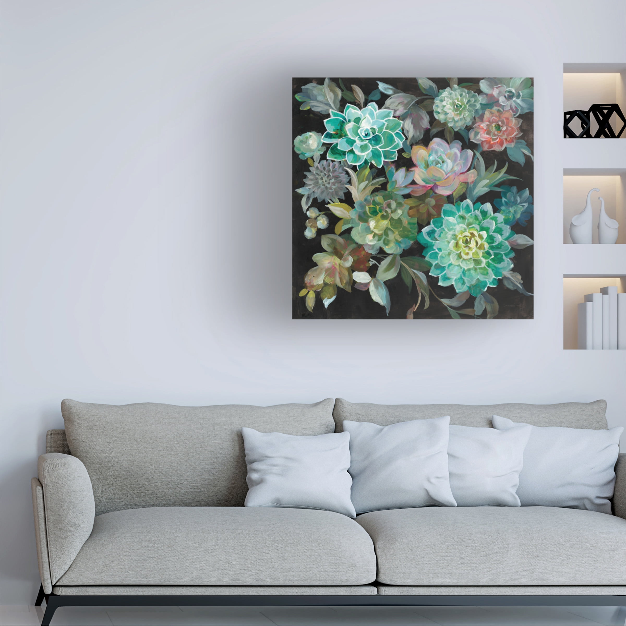 Trademark Fine Art 'Floral Succulents' Canvas Art by Danhui Nai