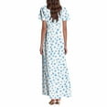 thumbnail image 4 of vigerkar Women's Casual V Neck Maxi Dress with Short Sleeve Sexy Elegant Floral Dress Light Blue, M, 4 of 7