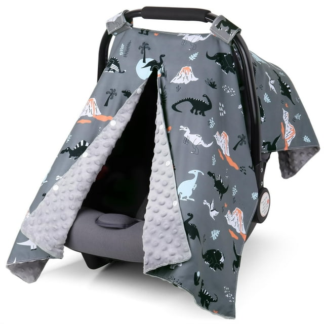 Rquite Funda para asiento de coche para bebé, Fundas para asiento de coche para bebé niño, Funda para asiento de coche infantil Minky de invierno, Toldo para asiento de coche con apertura Peekaboo, Po