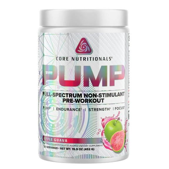 Core Nutritionals Pump Platinum Full-Spectrum Non-Stimulant Pre-Workout 20 Servings (Apple Guava)