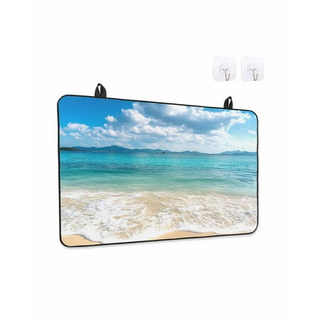 Stove Top Covers for Electric Stove 36x21 Inches Ocean Beach Heat Insulation Fireproof Glass Cooktop Protector Blue Sky Waves Sand Horizon Shore Summer Countertop Stovetop Cover for Kitchen