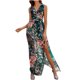 thumbnail image 1 of Vestido largo sin mangas con estampado de gasa de cintura alta informal con cuello en V para mujer Fridja  hjkh6813, 1 of 9
