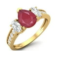 thumbnail image 2 of Mooneye 2.33 Cts Pear Ruby 925 Sterling Silver Gold Vermeil Three Stone Accent Engagement Women Ring, 2 of 3