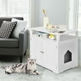 thumbnail image 3 of Gymax Wooden Cat Litter Box Enclosure Hidden Cat Washroom w/ Storage Layer White, 3 of 10