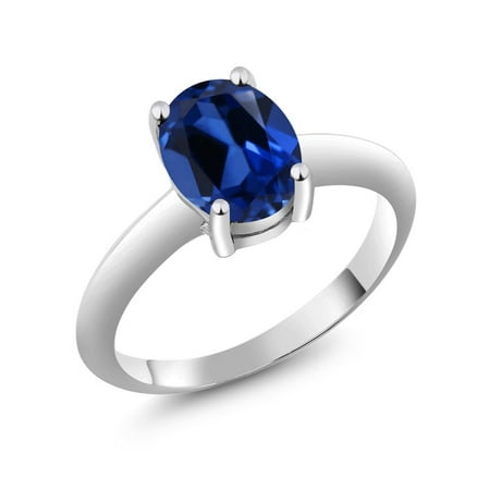 Mm Blue Star Sapphire - 2.15 Ct Oval Blue Simulated Sapphire 925 Sterling Silver Ring 9x7 mm