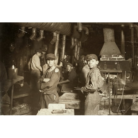 Hine Child Labor 1908 Nboy Workers At A Glass Factory In Indiana Photographed By Lewis Hine August 1908 Poster Print by Granger