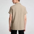 thumbnail image 4 of Scyoekwg Boys Short Sleeve Button Down Shirt Cotton Casual Solid Color Shirts with 2 Pockets Summer Comfy Tops for Kids, Khaki, 14-15 Years, 4 of 7