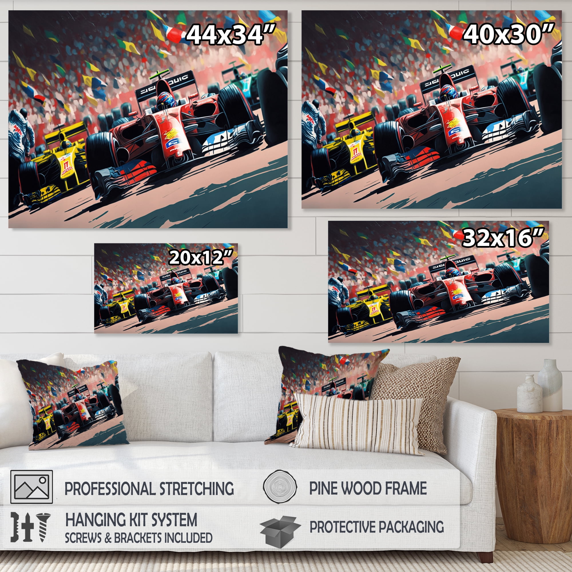 Designart Formula Car Racing IX Canvas Wall Art